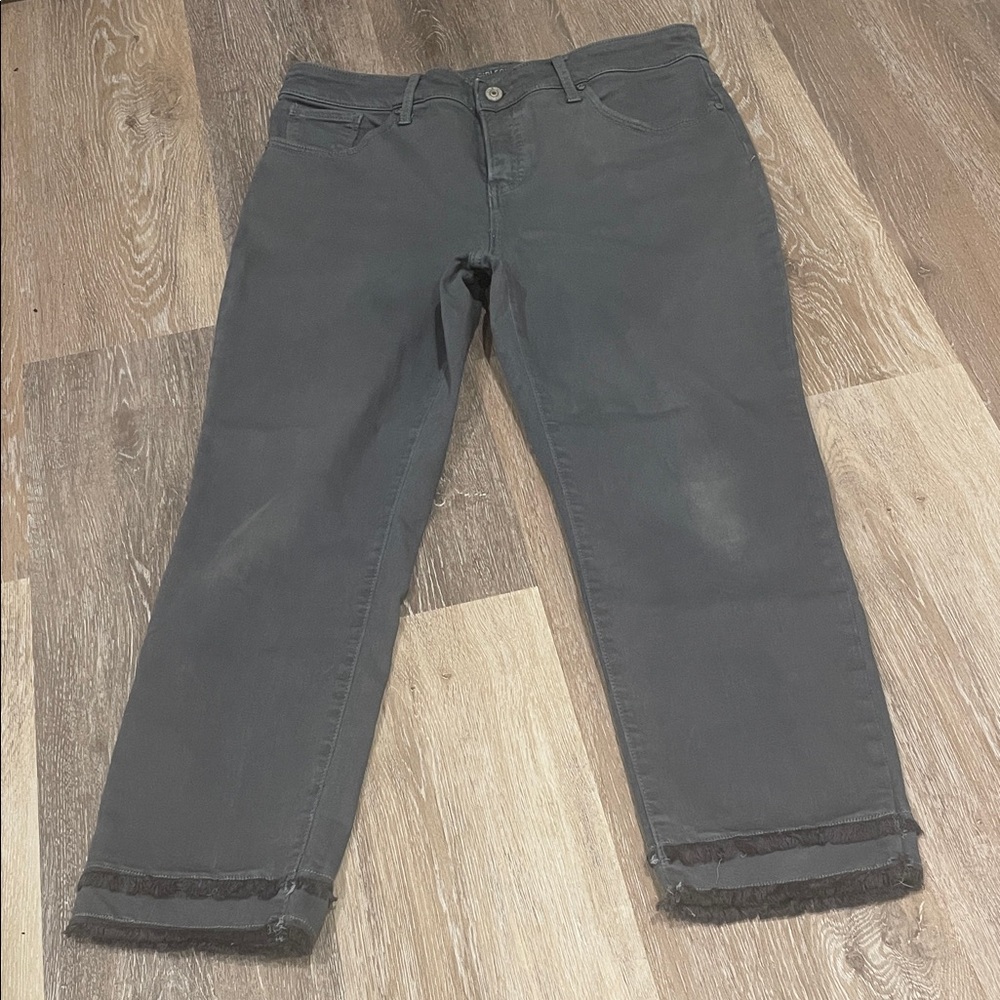 Chicos Women's Gray Jeans with Fringe Hem